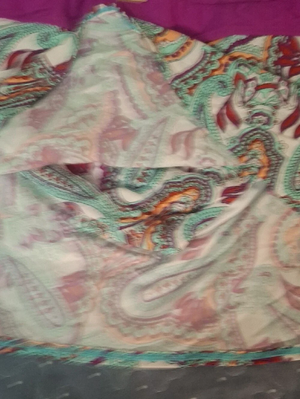 Alex Marie Purple Paisley Printed Women's Swim Skirt Bottoms size 14